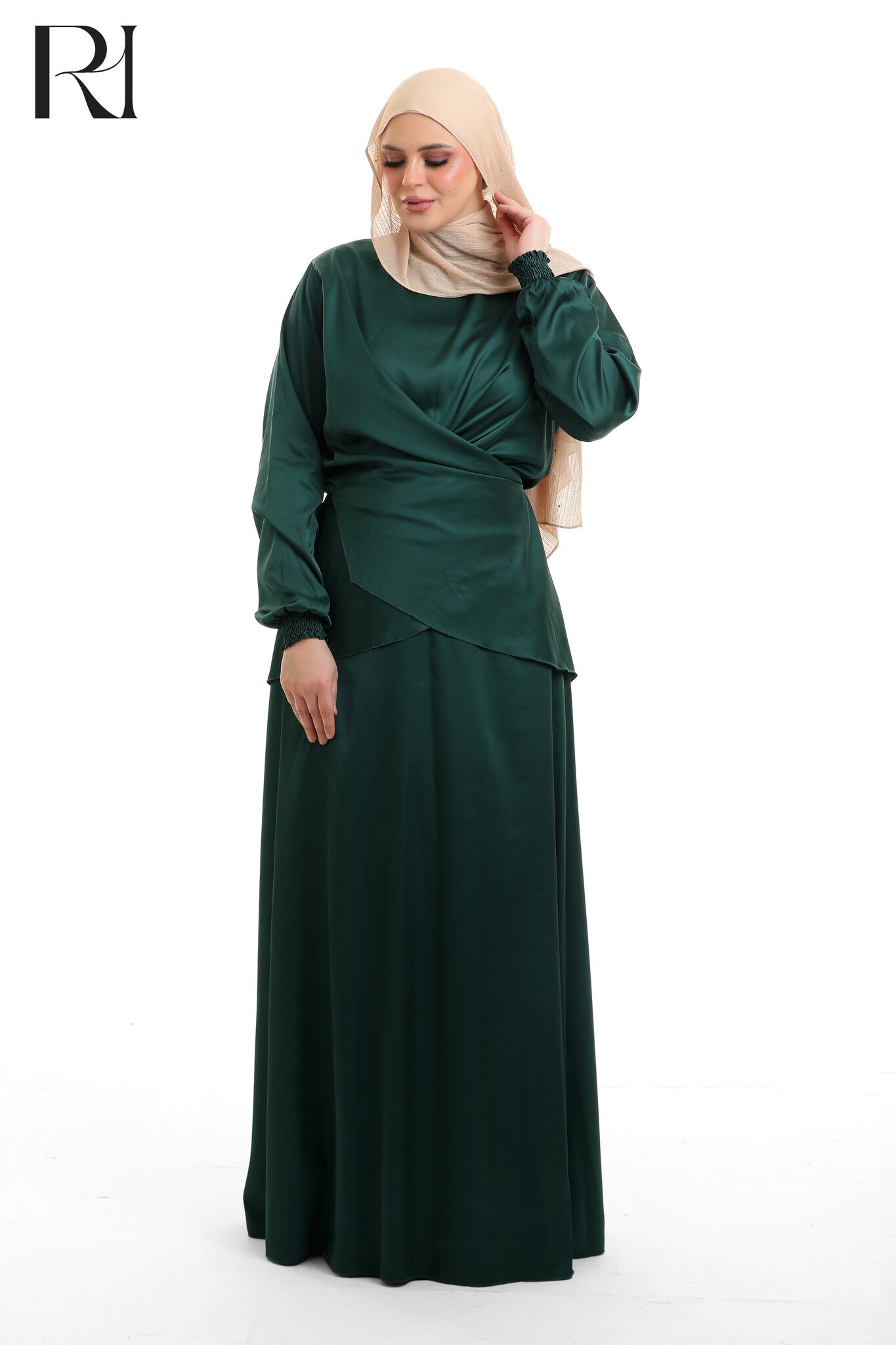 Satin-touch Draped Two-Piece Set - Multiple Colors