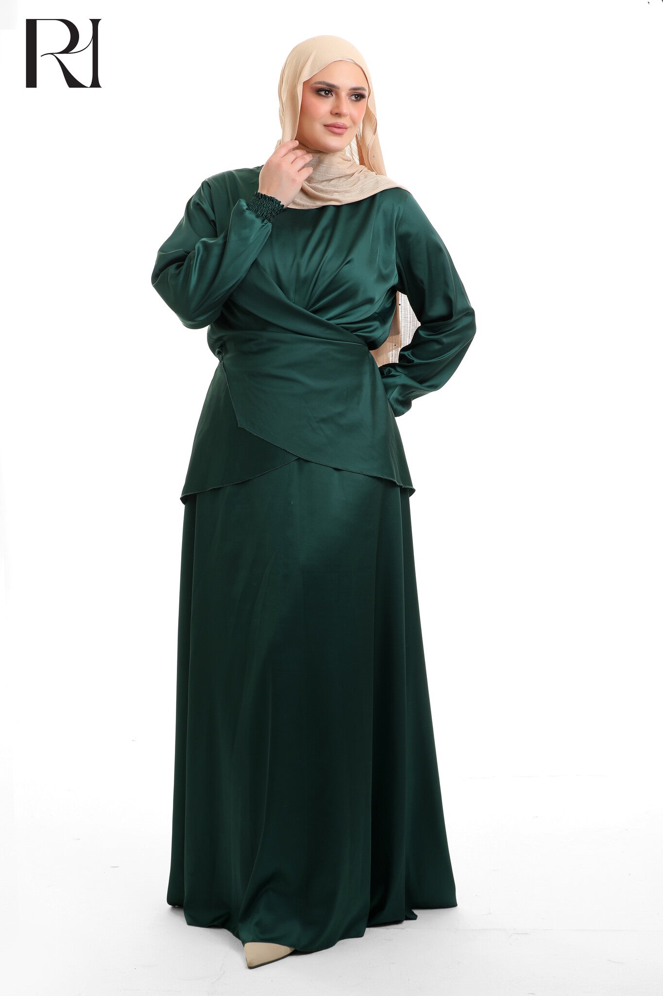 Satin-touch Draped Two-Piece Set - Multiple Colors