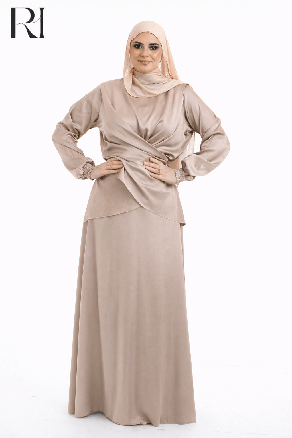 Satin-touch Draped Two-Piece Set - Multiple Colors