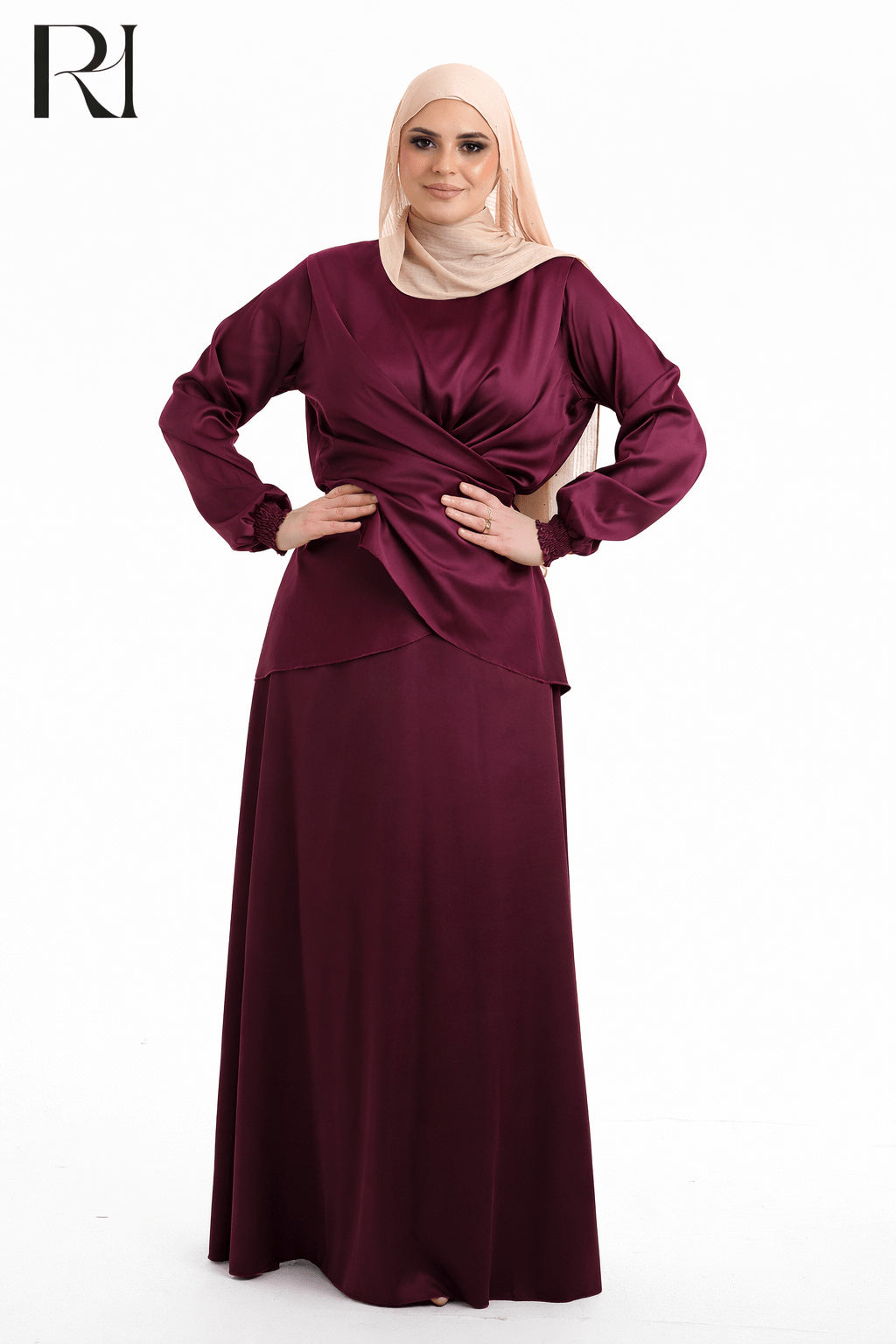 Satin-touch Draped Two-Piece Set - Multiple Colors