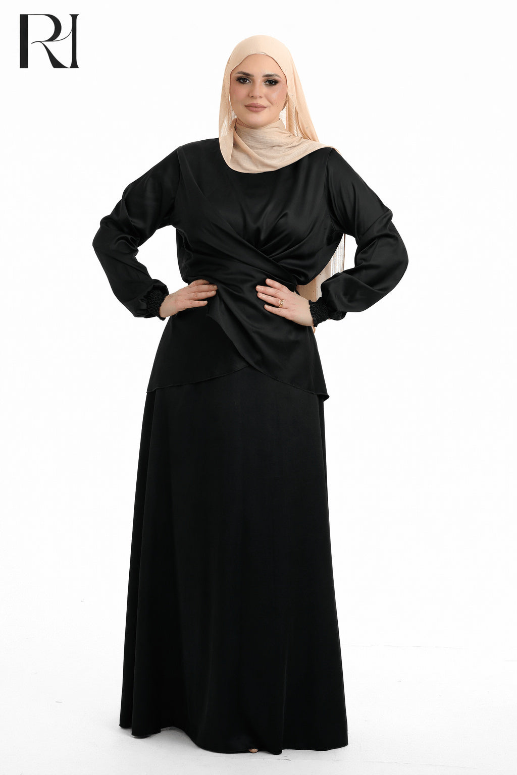 Satin-touch Draped Two-Piece Set - Multiple Colors