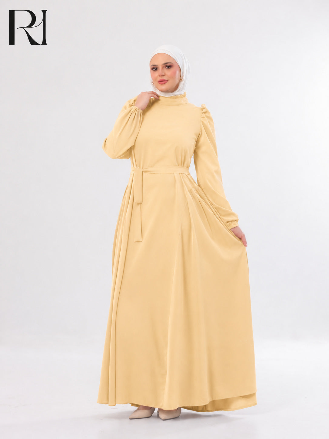Amani Elegant Lightweight Silk Maxi Dress – Beige