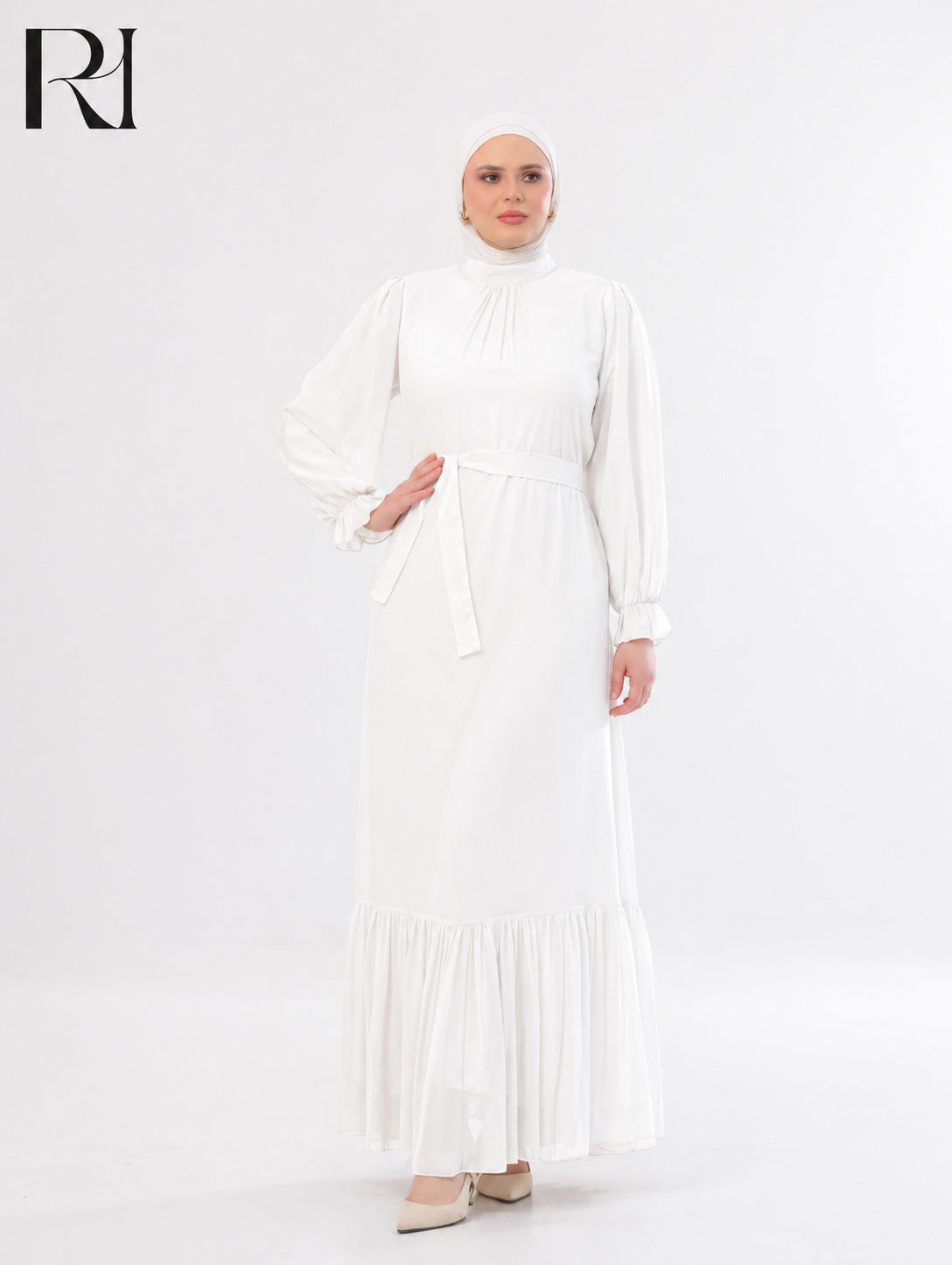 Najma Fresh Chiffon Maxi Dress – White