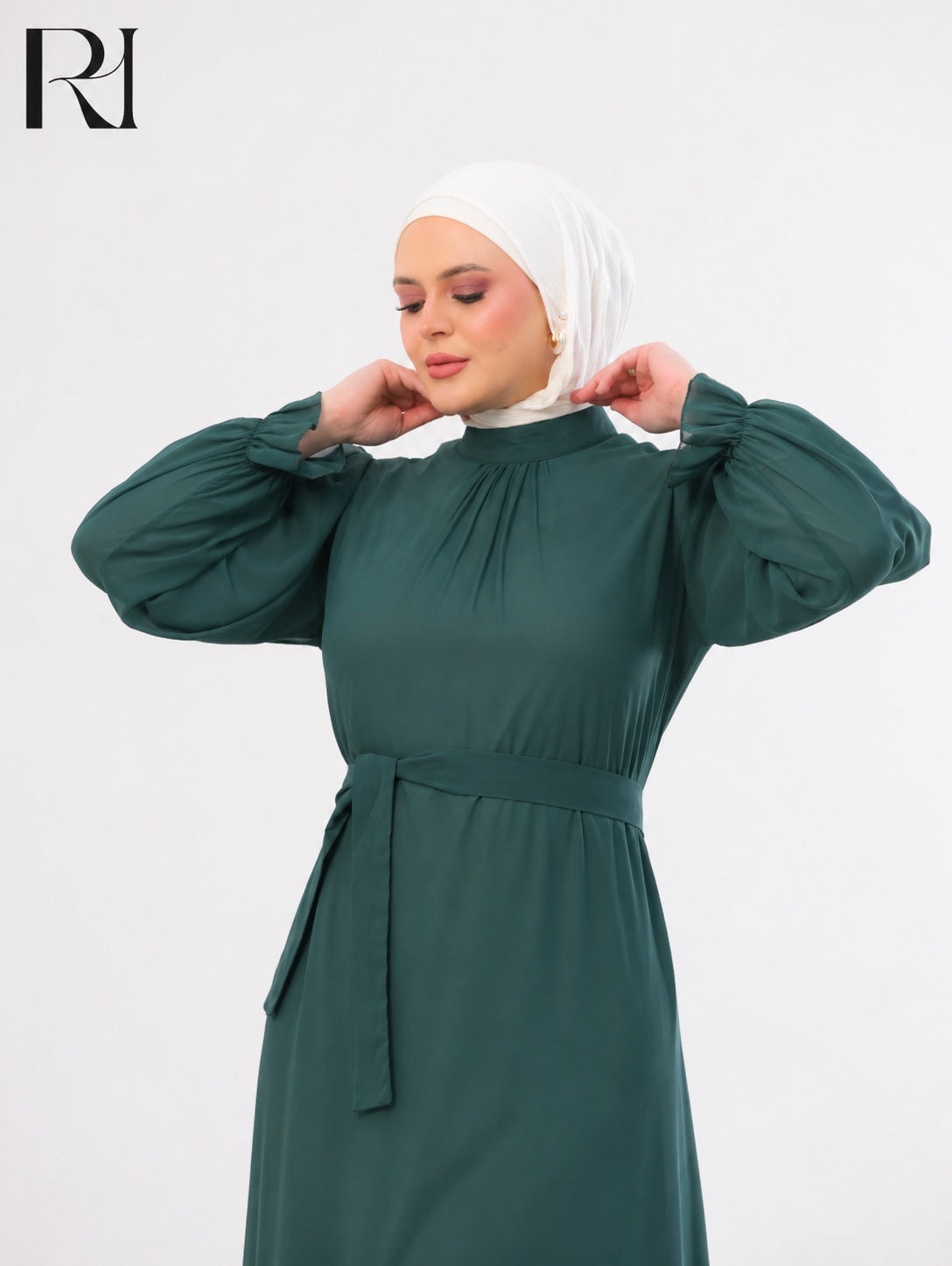 Najma Fresh Chiffon Maxi Dress – Pine Green
