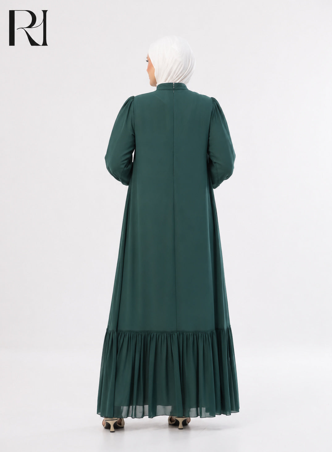 Najma Fresh Chiffon Maxi Dress – Pine Green