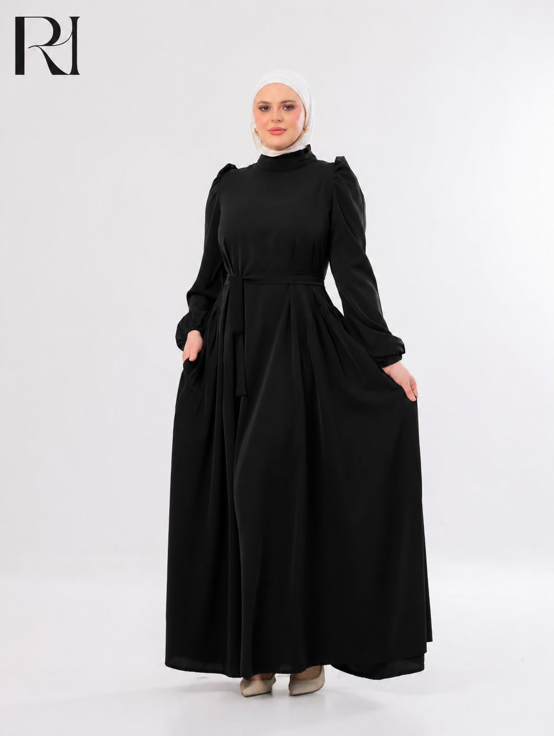 Amani Elegant Lightweight Silk Maxi Dress – Black