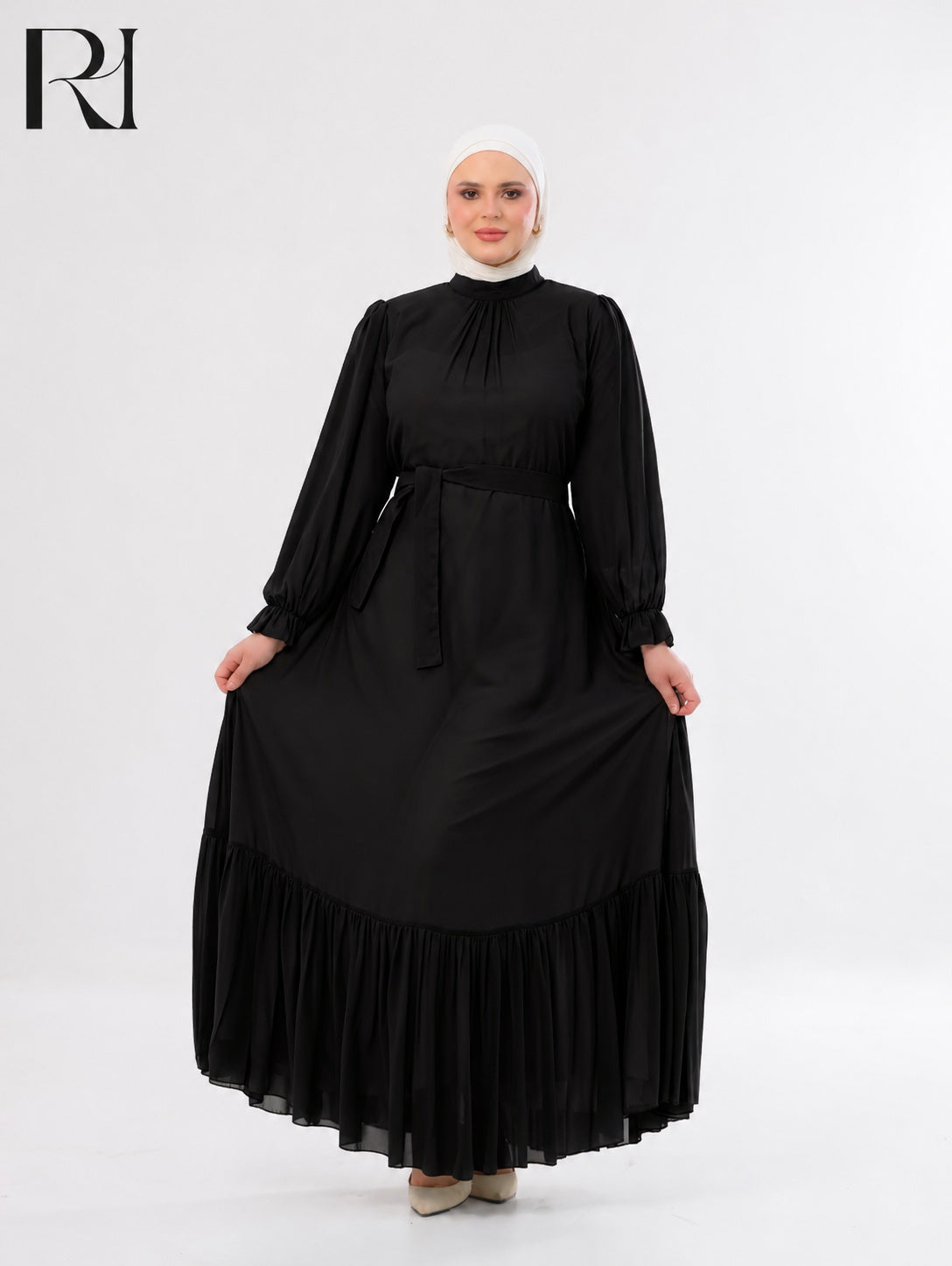 Najma Fresh Chiffon Maxi Dress – Black