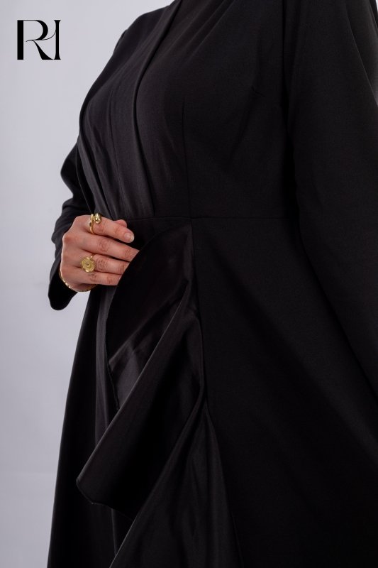 Elegant Black Ruffled Maxi Dress - Ruehaya