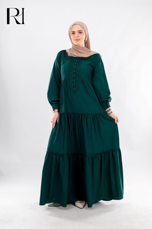 Elegant Emerald Modest Dress - Ruehaya