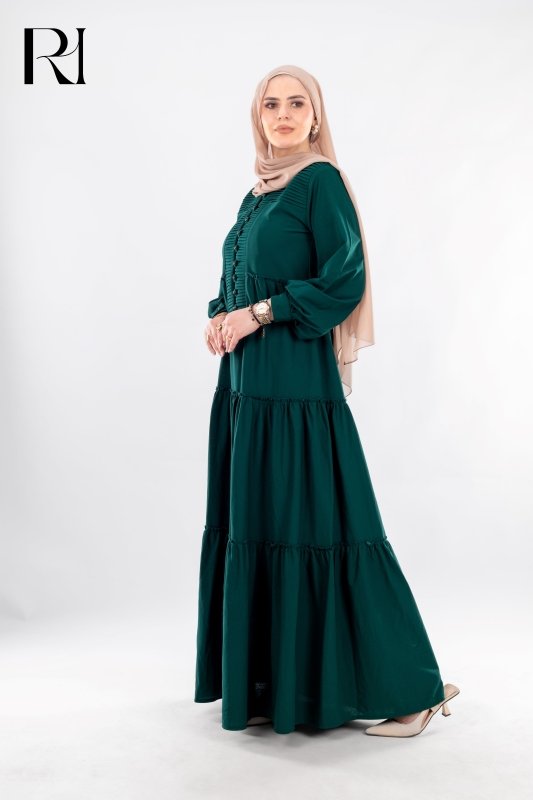 Elegant Emerald Modest Dress - Ruehaya