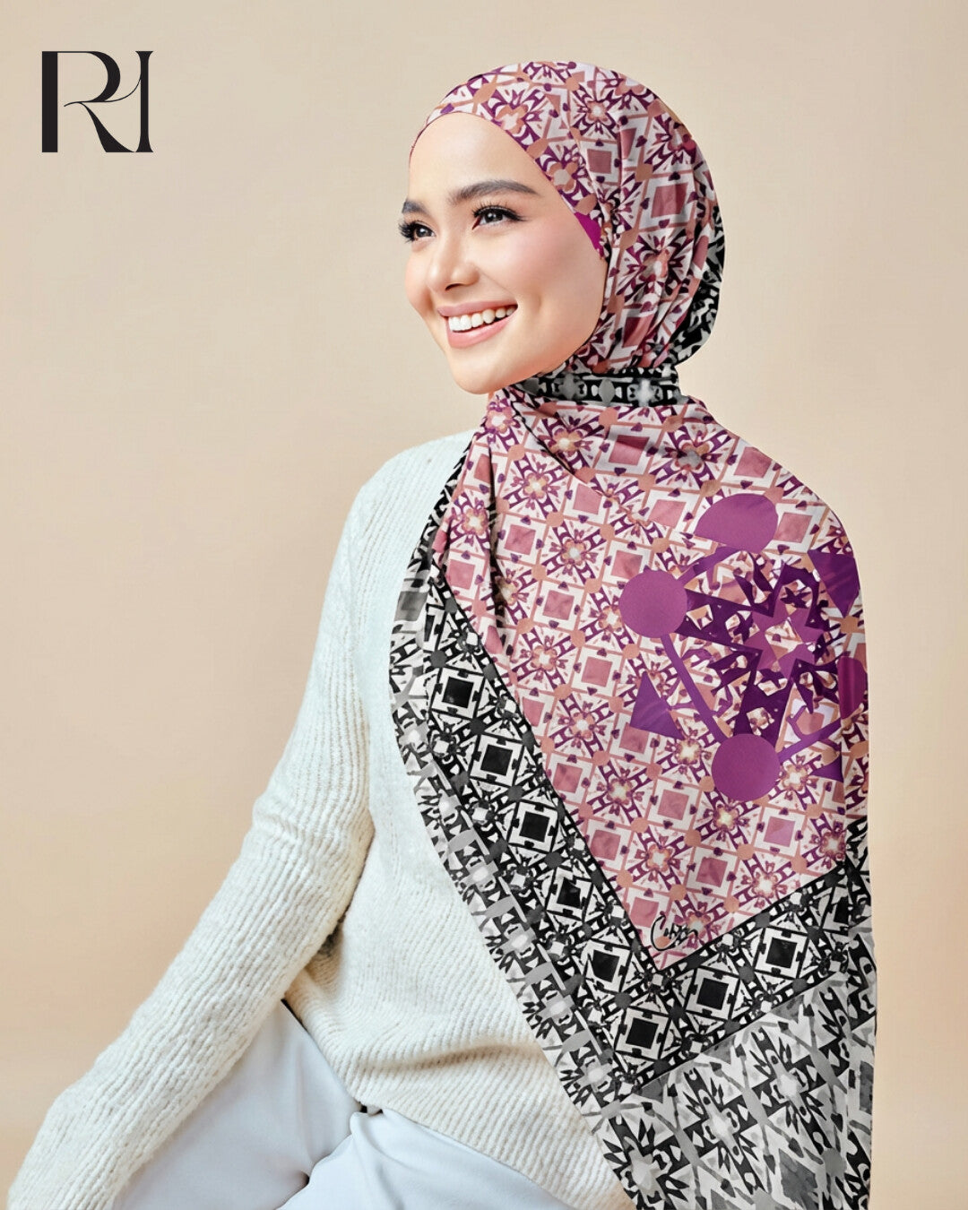 Elegant Geometric Print Chiffon Hijab Ruehaya - Ruehaya