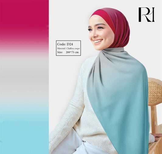Elegant Hijab Ruehaya Gradient Chiffon Scarf - Ruehaya
