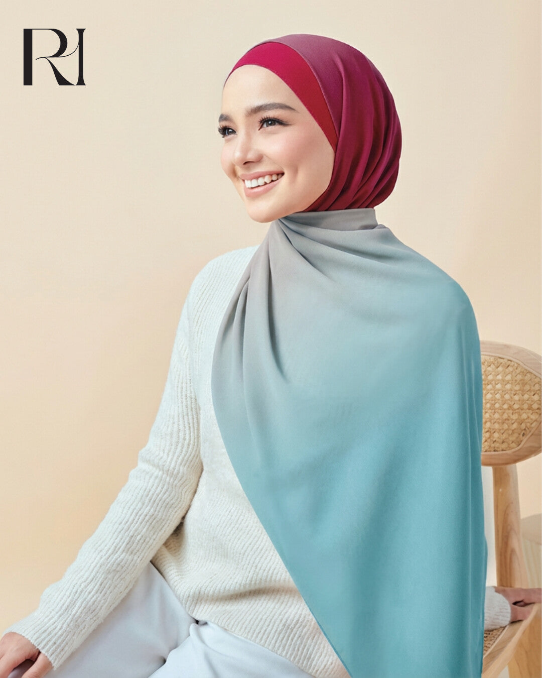 Elegant Hijab Ruehaya Gradient Chiffon Scarf - Ruehaya