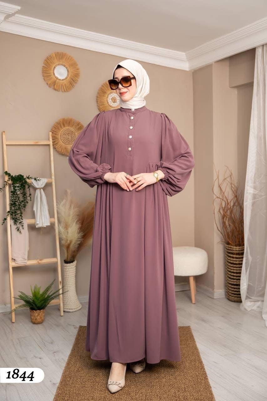 Elegant Plum Flowy Maxi Dress Timeless Modest Fashion - Ruehaya