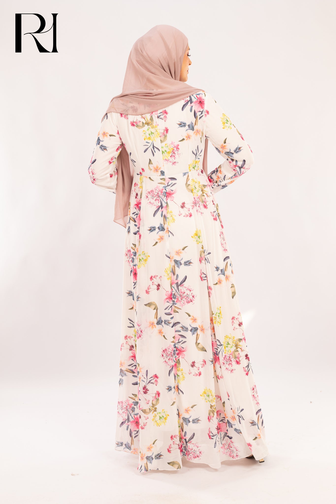 Farah Pastel Bouquet Print Maxi Dress - Ruehaya