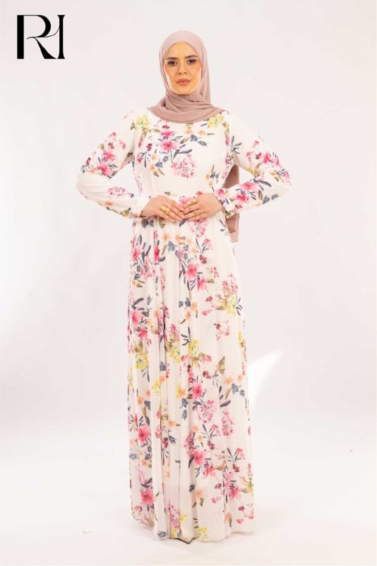 Farah Pastel Bouquet Print Maxi Dress - Ruehaya