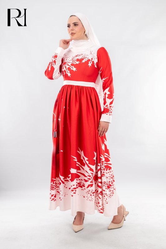 Festive Modest Christmas Maxi Dress - Ruehaya