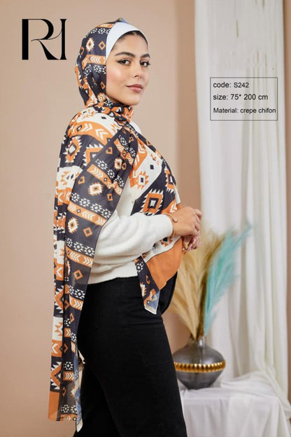 Geometric Print Hijab by Ruehaya - Ruehaya