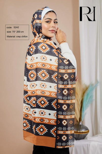 Geometric Print Hijab by Ruehaya - Ruehaya