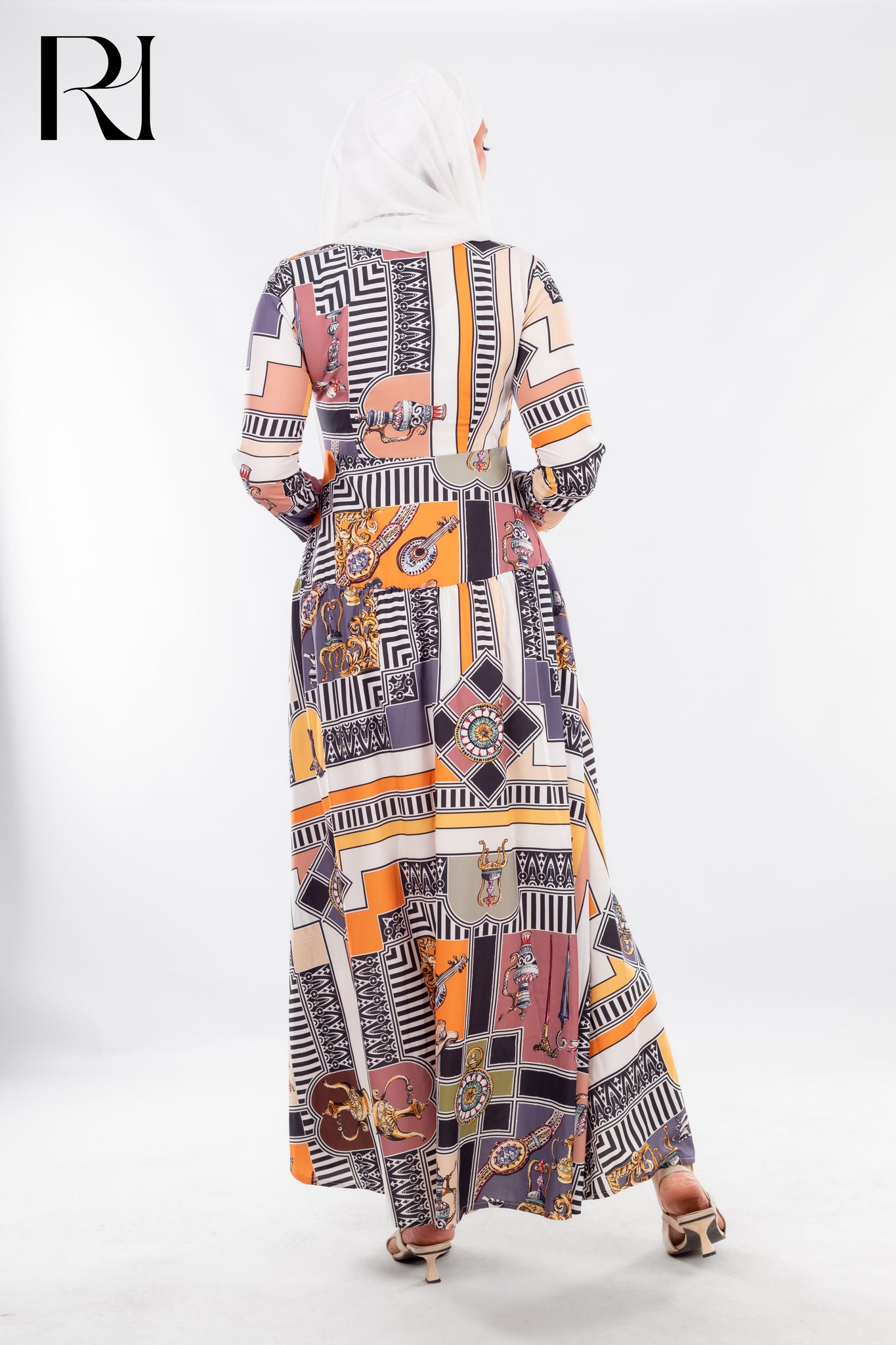 Geometric Print Maxi with Cultural Flair - Ruehaya