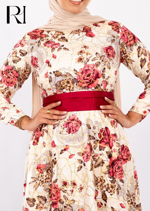 Golden Rose Garden Modest Maxi Dress - Ruehaya