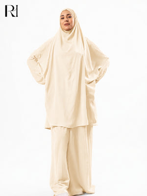 Jannat Lightweight Silk Prayer Set – Beige