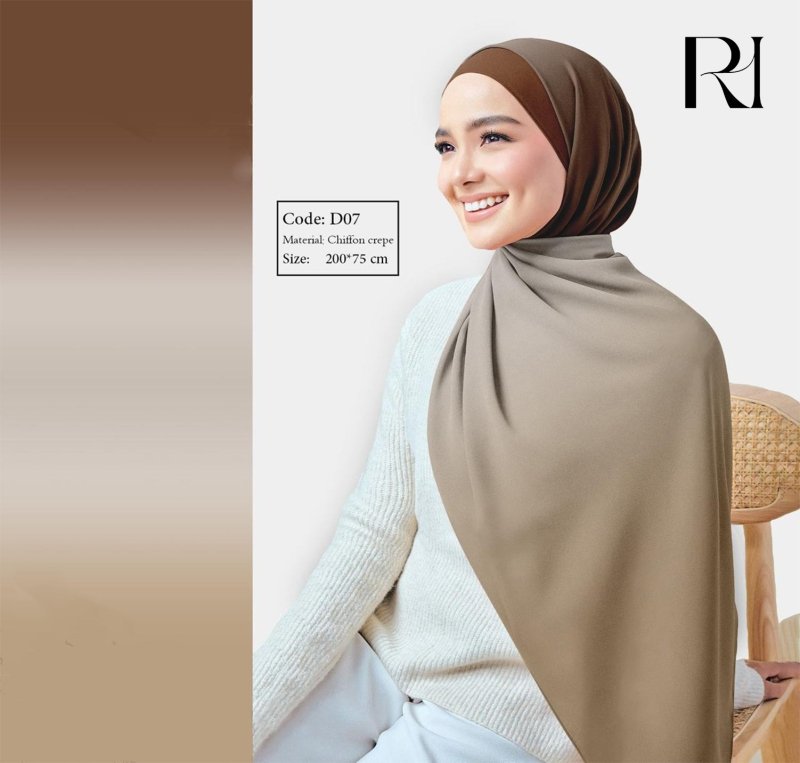 Gradient brown Chiffon Crepe Hijab by Ruehaya - Ruehaya
