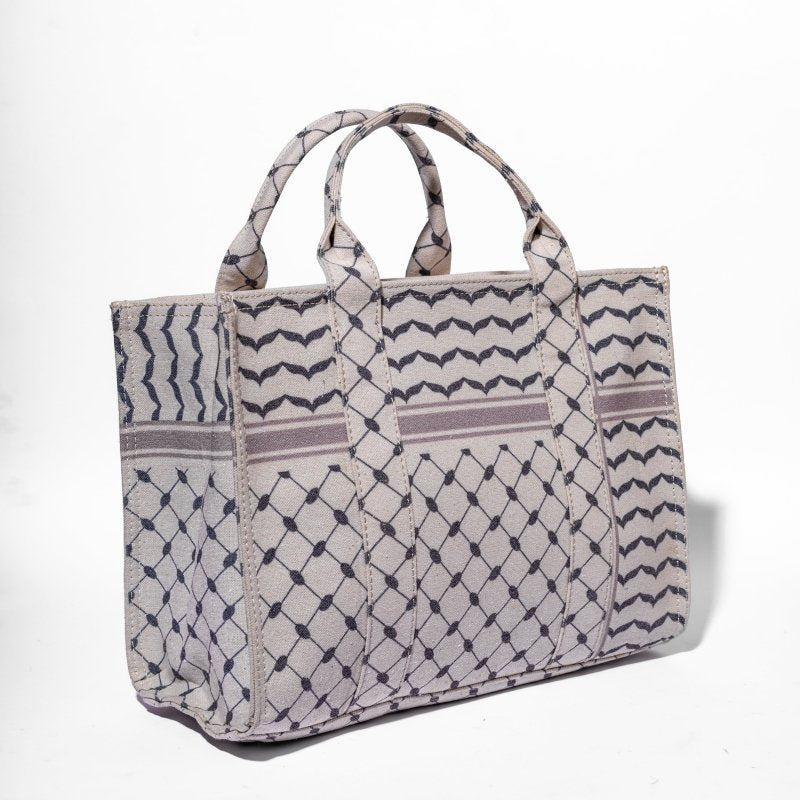 Grey Keffiyeh Pattern Handbag Subtle Cultural Style - Ruehaya