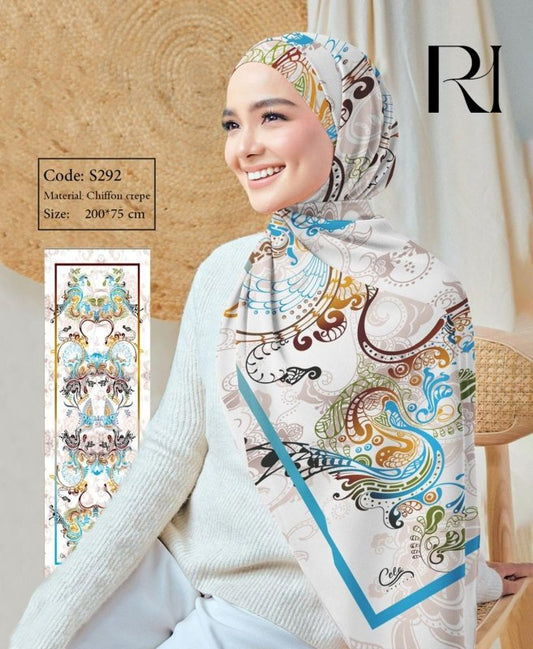 Gusli TieDye Printed Chiffon Hijab Trendy Silky & Sophisticated Modest Wear - Ruehaya