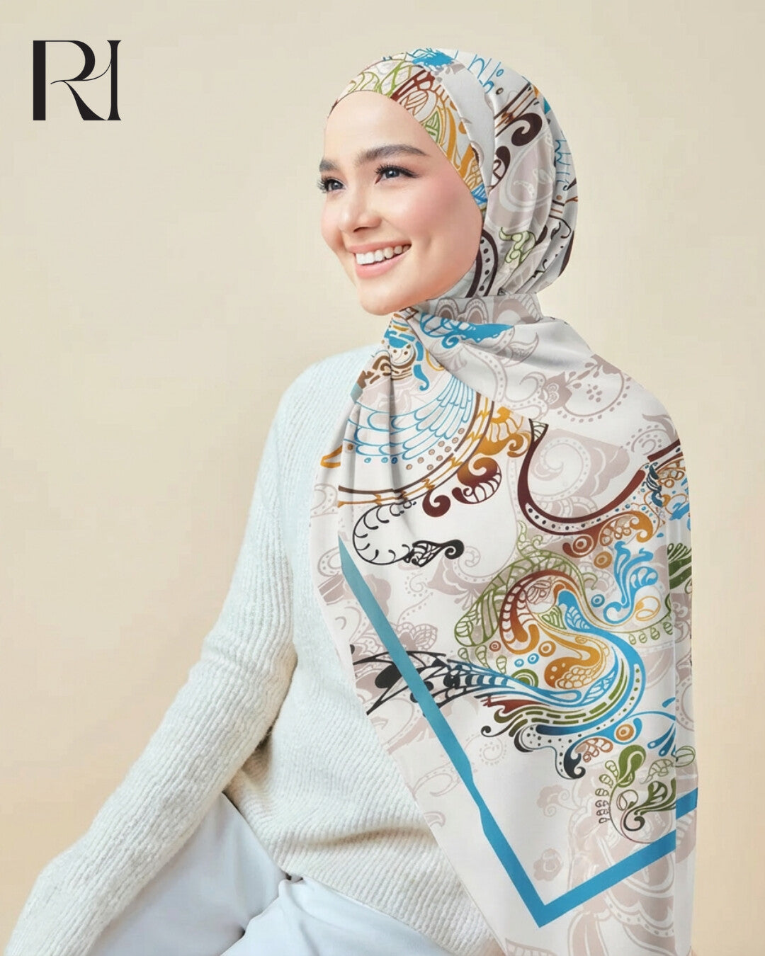 Gusli TieDye Printed Chiffon Hijab Trendy Silky & Sophisticated Modest Wear - Ruehaya