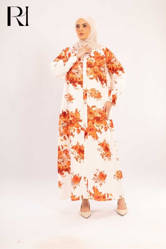 Juliana Sunset Floral Maxi Shirt Dress - Ruehaya