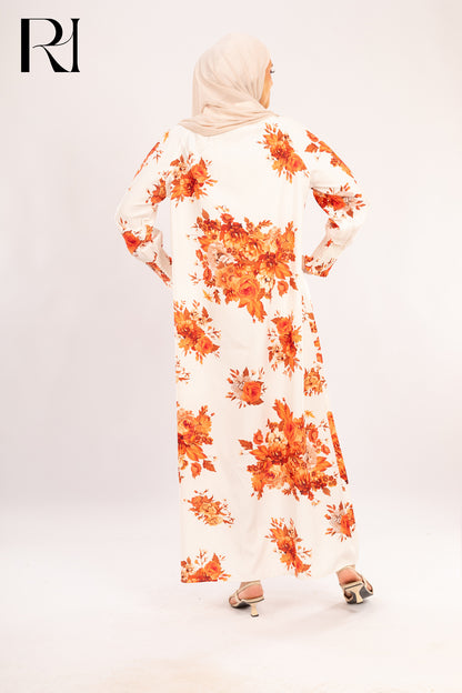 Juliana Sunset Floral Maxi Shirt Dress - Ruehaya