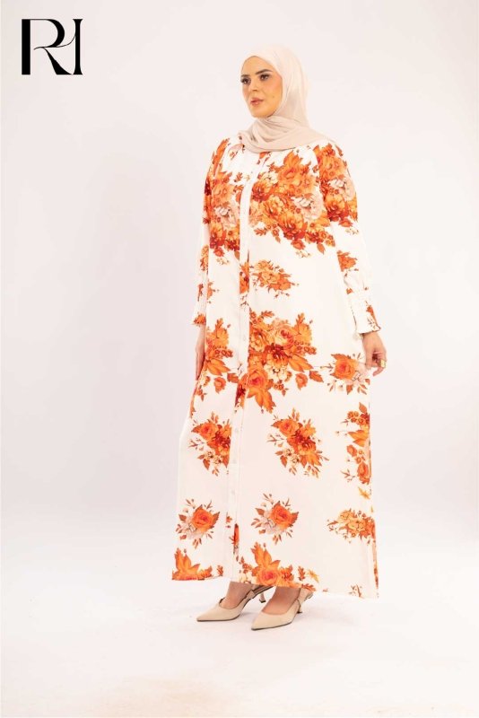 Juliana Sunset Floral Maxi Shirt Dress - Ruehaya