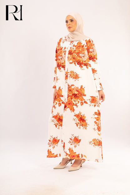 Juliana Sunset Floral Maxi Shirt Dress - Ruehaya