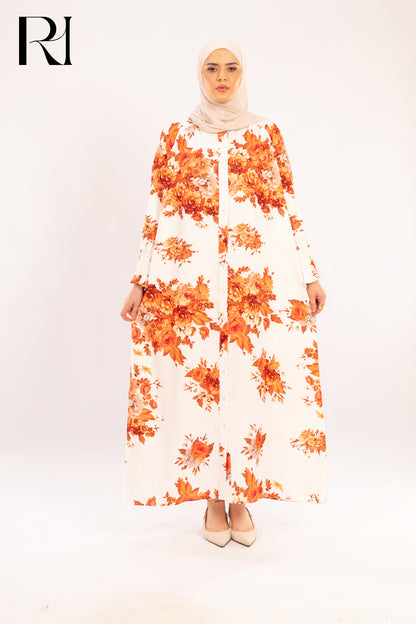 Juliana Sunset Floral Maxi Shirt Dress - Ruehaya