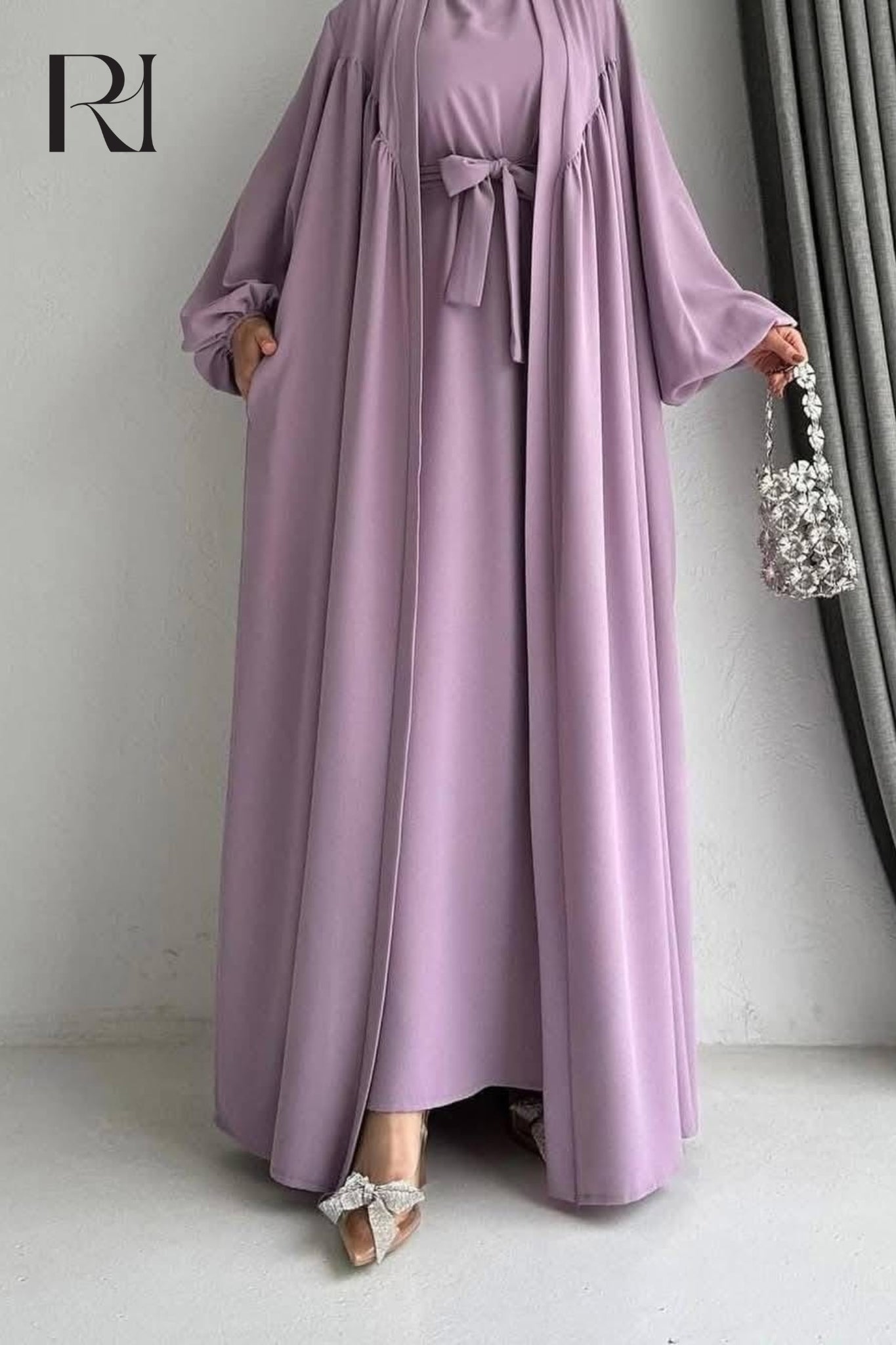 Lavender Flowy Abaya Set - Ruehaya
