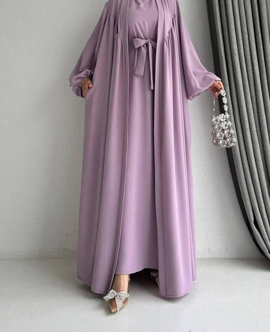 Lavender Flowy Abaya Set - Ruehaya