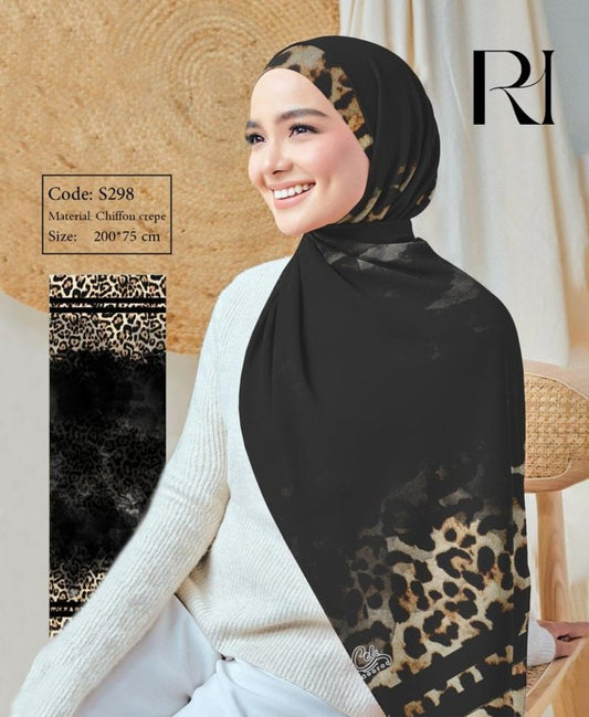 Leopard Print Chiffon Hijab Bold & Elegant Scarf for Stylish Looks - Ruehaya