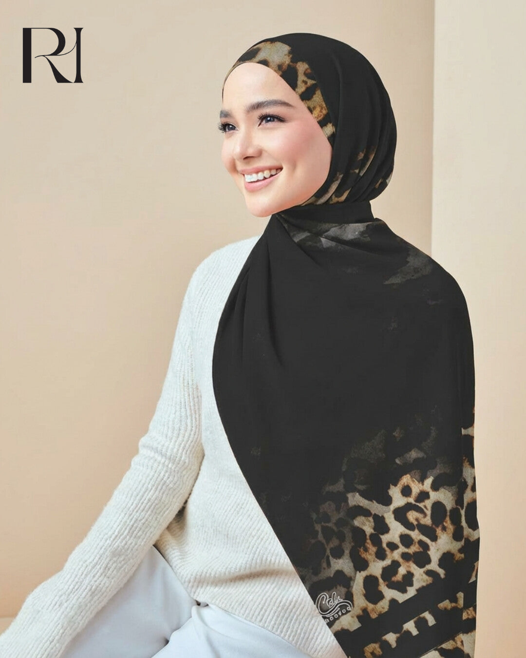 Leopard Print Chiffon Hijab Bold & Elegant Scarf for Stylish Looks - Ruehaya