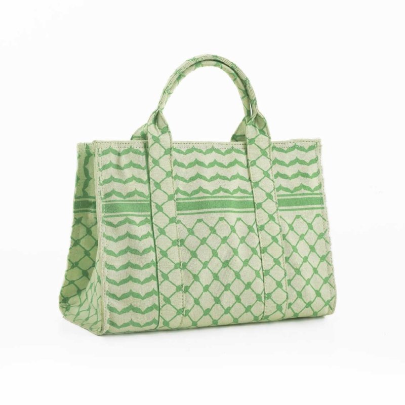 Lime Green Geometric Tote Bag - Ruehaya