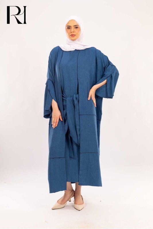 Maya Denim Blue Two - Piece Modest Dress Set - Ruehaya