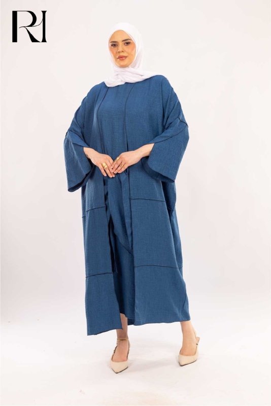 Maya Denim Blue Two - Piece Modest Dress Set - Ruehaya