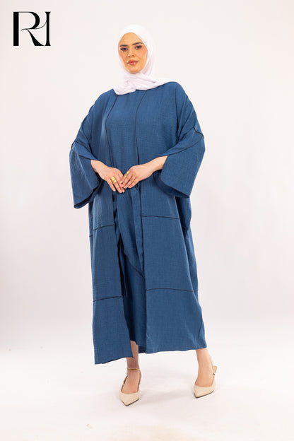 Maya Denim Blue Two - Piece Modest Dress Set - Ruehaya