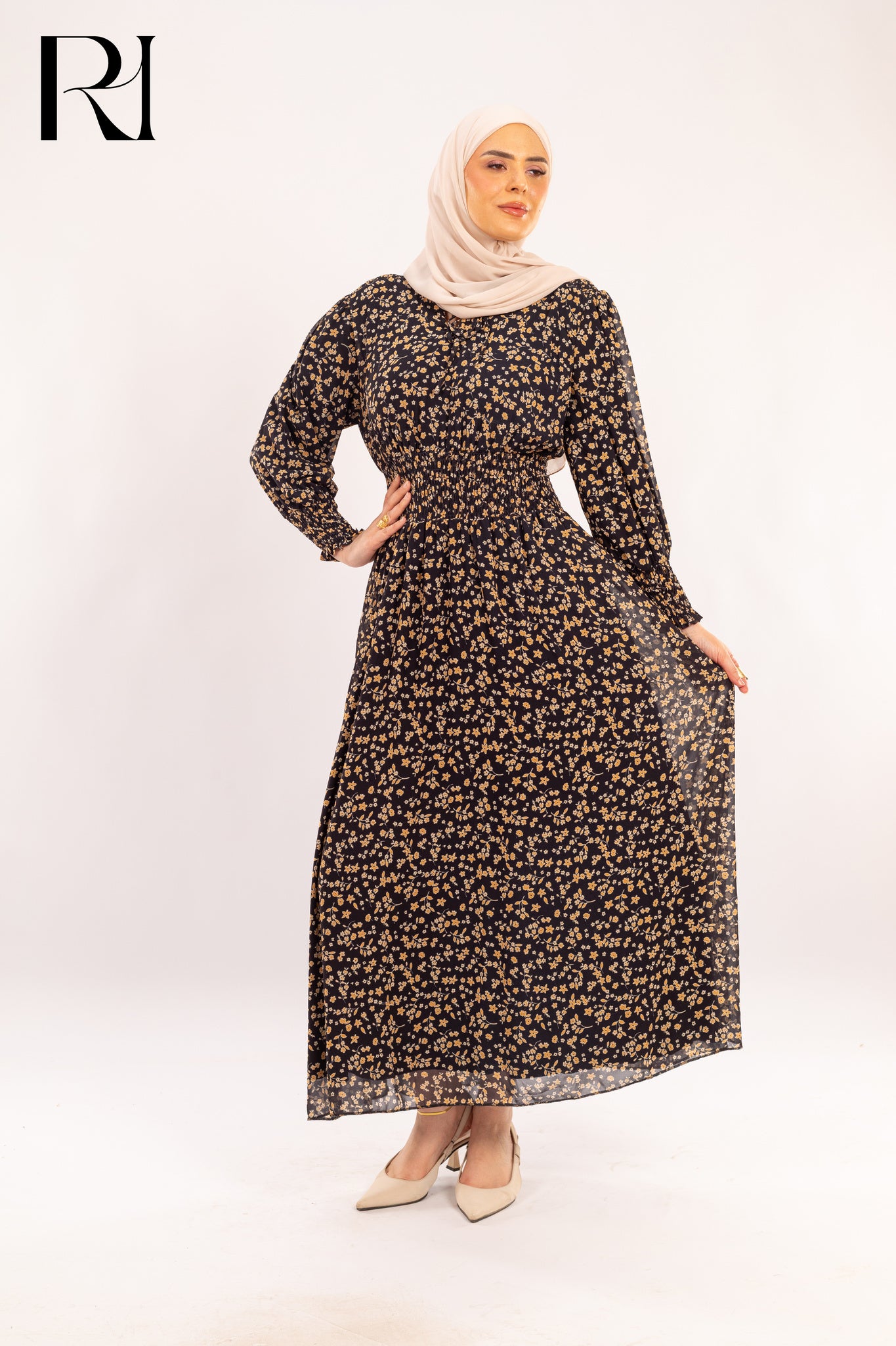 Maya Petal Tiers Floral Chiffon Maxi Dress with Ruffles - Ruehaya