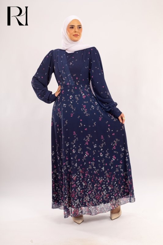Midnight Blossom Elegant Maxi Dress - Ruehaya