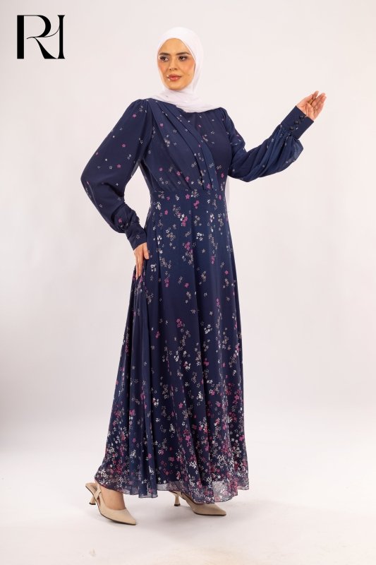 Midnight Blossom Elegant Maxi Dress - Ruehaya