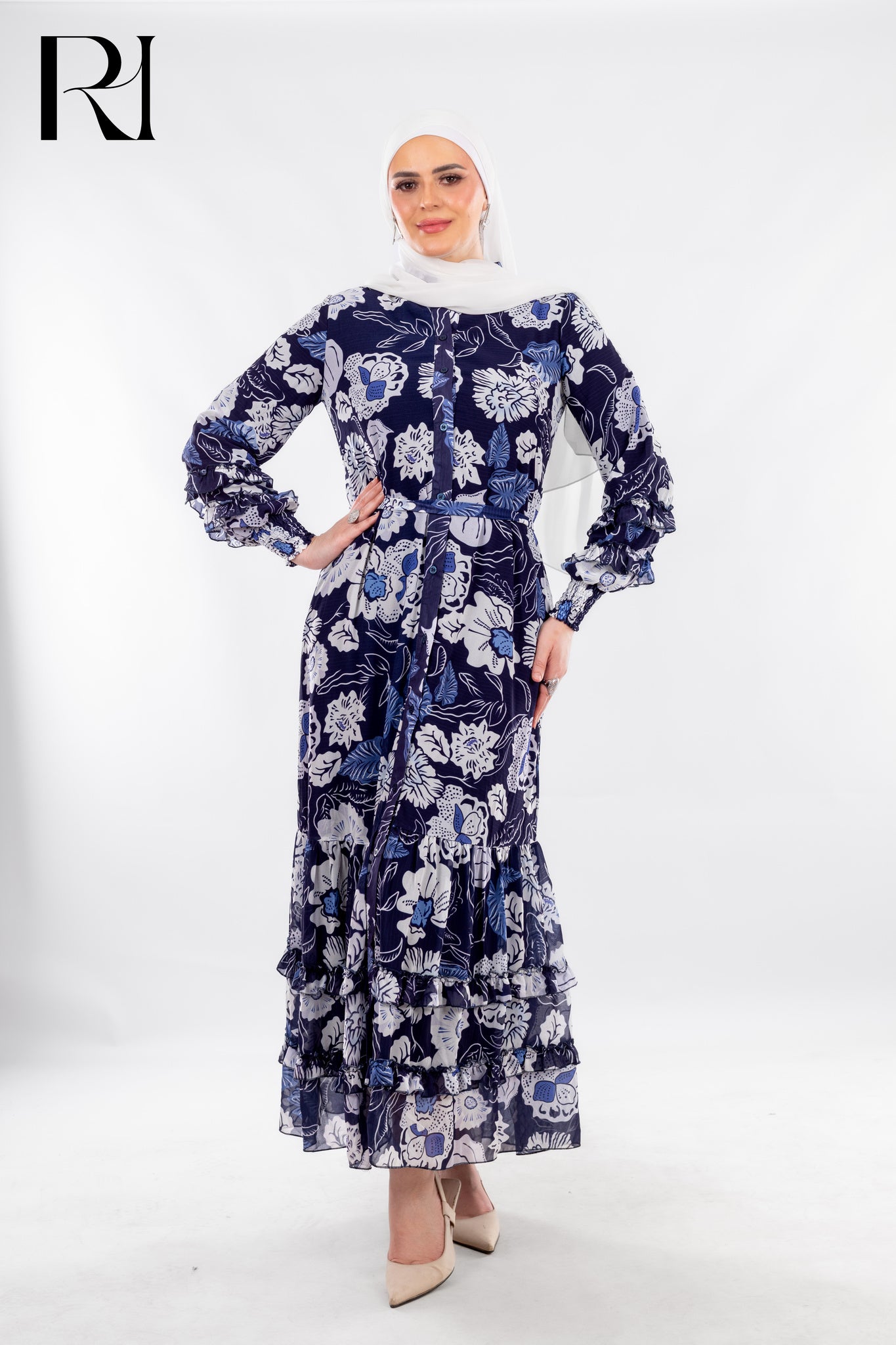 Midnight Garden Ruffle Maxi - Ruehaya
