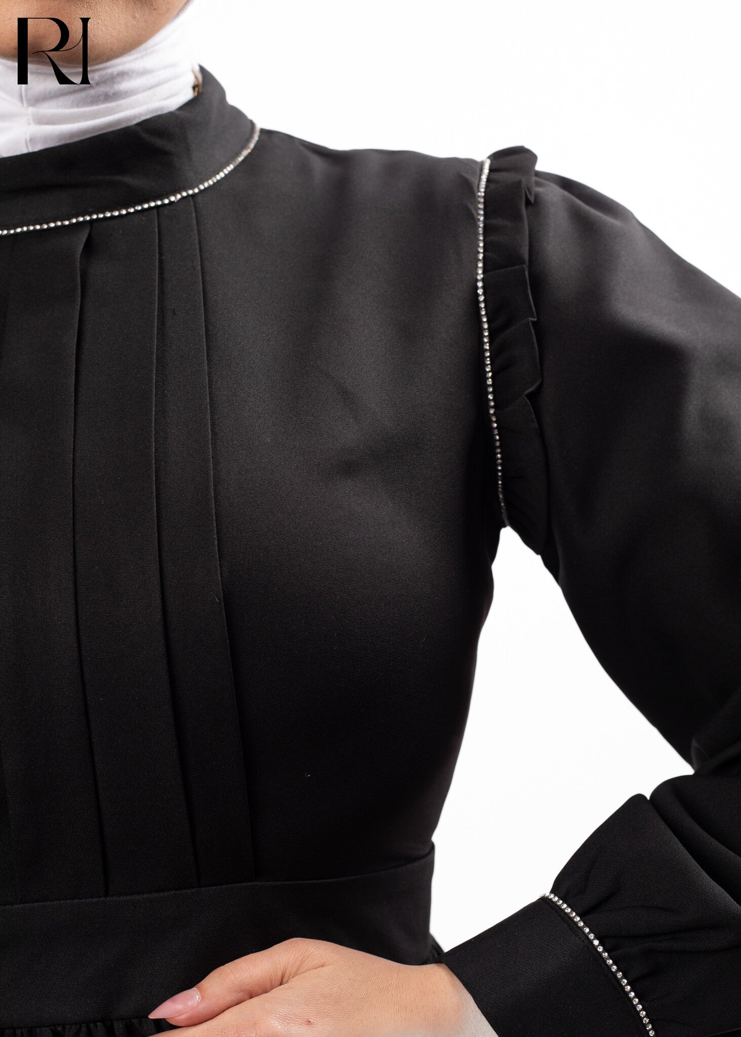 Midnight Grace Pleated Modest Maxi Dress