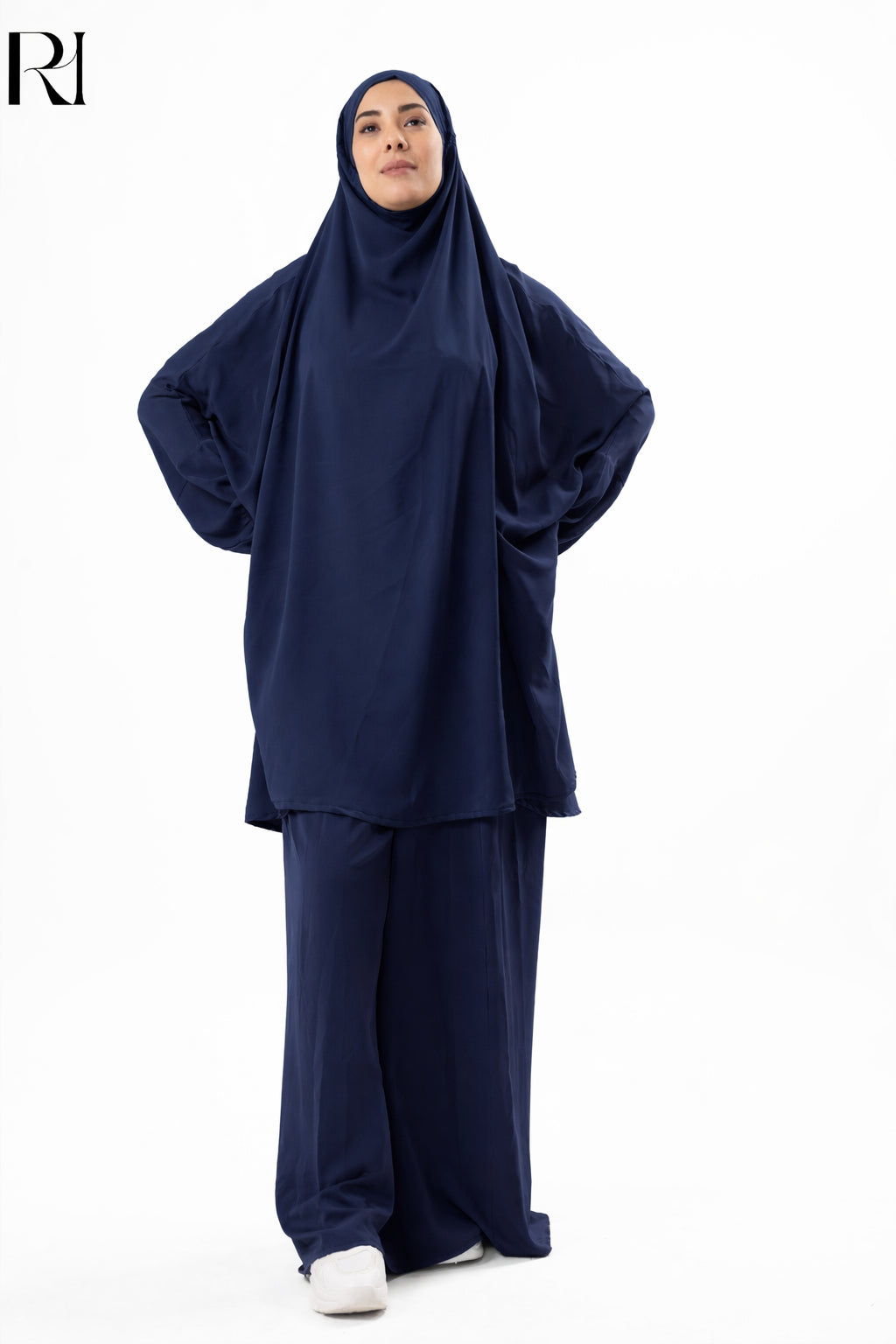 Jannat Lightweight Silk Prayer Set – Navy