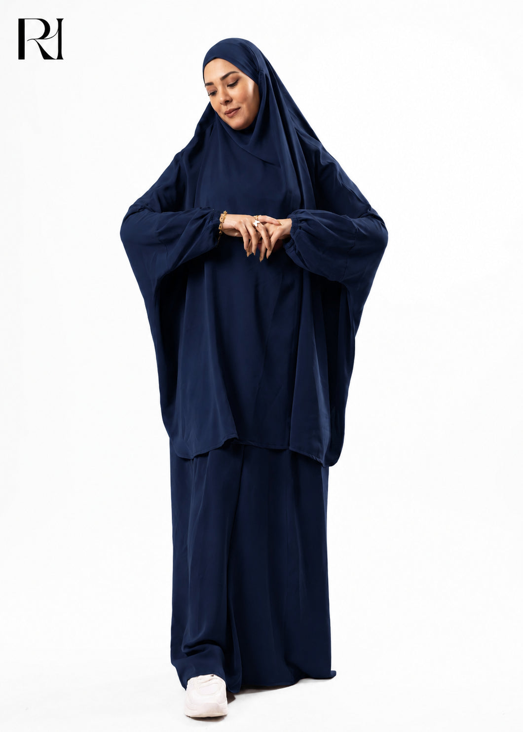Jannat Lightweight Silk Prayer Set – Navy